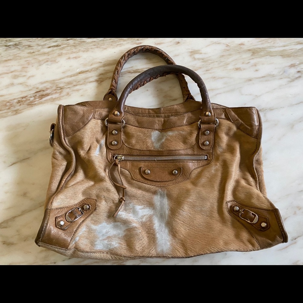 Gorgeous Authentic Balenciaga Camel Pony City Bag